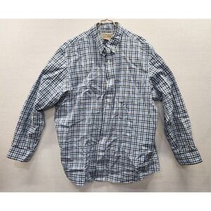 Duluth Trading Co Men's Wrinkle Fighter Button Down Shirt Sz Large Blue Check‎